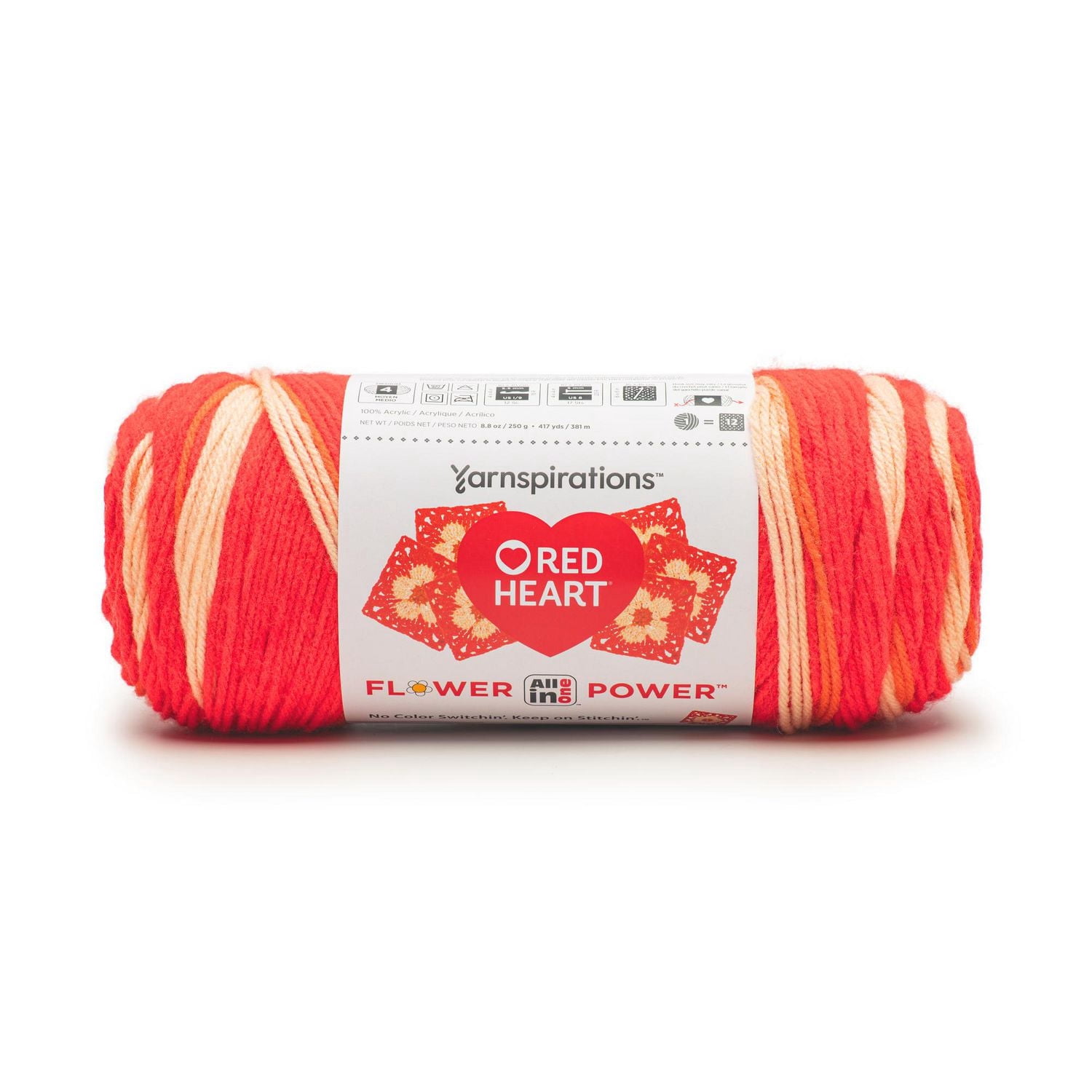 Red Heart® All In One Flower Power™ #4 Worsted (Medium) Acrylic Yarn, 8.8oz/250g 417 Yards