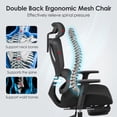 thumbnail image 3 of Ergonomic Mesh Office Desk Chair with Retractable Footrest, Adjutable Headrest & Armrest, High Back Comfy Reclining Chair Swivel Executive Computer Task Chair with Lumbar Support, 90°-120° Tilt, 3 of 10