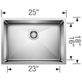 thumbnail image 2 of Quatrus R15 Évier de Cuisine en Acier Inoxydable Encastré sous le Bol Simple de 25 Pouces, 2 of 3