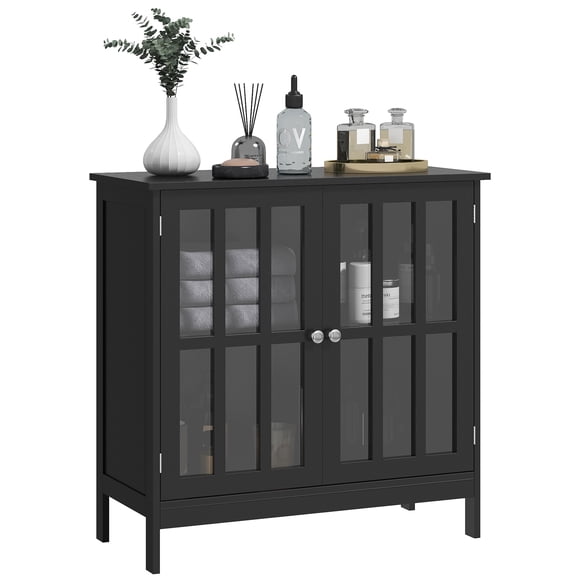 kleankin Modern Kitchen Storage Sideboard with Clear Doors and Shelves