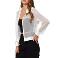 thumbnail image 4 of INSPIRE CHIC Ribbed Cuffs Jacket for Women Hoodie Mesh Bomber Jacket XL White, 4 of 6