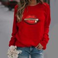thumbnail image 1 of 2023 Chandail de Mode pour Femmes Rabais de 50 % Liquidation Mode pour Dames Fermeture Éclair Lèvres Imprimé Graphique Manche Col Rond Chandail, 1 of 8