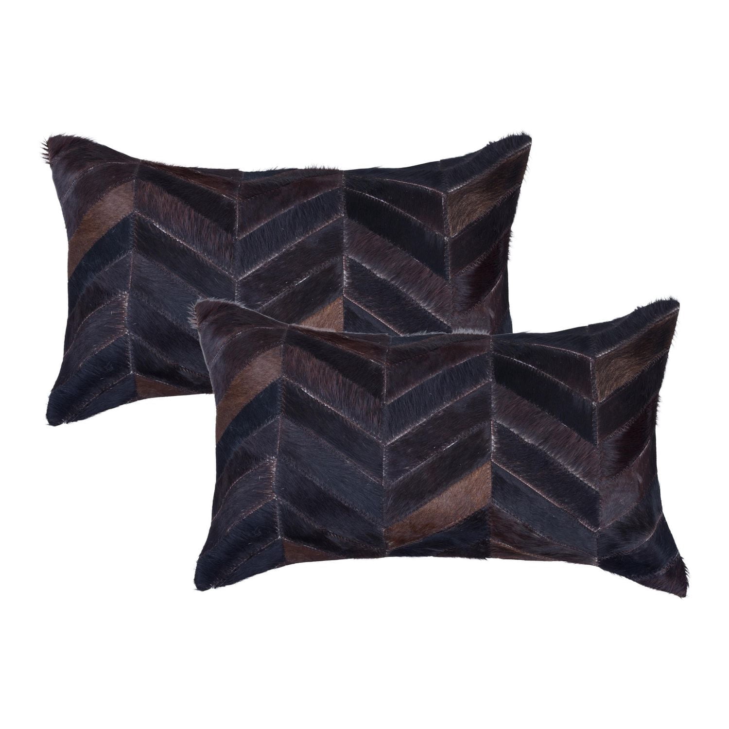 COUSSINS TORINO CHEVRON EN PEAU DE VACHE 12"X20" 2 PQT