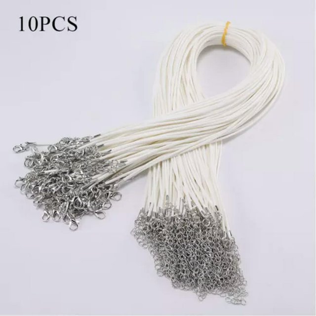 CHUANK 10Pcs Leather Wax String Lobster Clasp Chain Pendant Necklace Rope Cords DIY 2MM-coffee-2mm