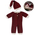 thumbnail image 2 of Accessoire Photo Chapeau de Noël Ensemble Combinaison Douce pour Bébé Combinaison Douce Faite à la Main Nouveau-Né Tissu Chapeau de Noël Ensemble Accessoire Photo Combinaison pour Bébé, 2 of 3