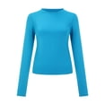 thumbnail image 3 of T-Shirts pour Femmes 2025, T-Shirts Femmes, T-Shirt de Compression à Manches Longues Uni pour Femmes Col Rond T-Shirt Chaud à Manches Longues Femmes Coupe Ajustée T-Shirt de Superposition à Manches Longues, 3 of 8