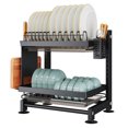 thumbnail image 1 of Height Adjustable Dish Drainer 2 Tier Large Dish Drying Rack with 2 Drainboards for Kitchen Counter Sink Organizer with Utensil Holder and 2in1 Cutting Board Holder, 1 of 7