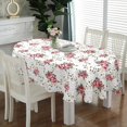 thumbnail image 4 of Oval Tablecloth 60 x 84 Inch, Red Flower Tablecloth for Oval Table, Fabric Wrinkle Free Washable Waterproof Floral Tablecloth Oval Table Cloth for Dining Room Table, 4 of 5