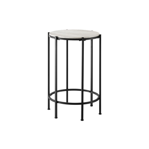 Monarch Specialties Table D'appoint, 2 Niveaux, Bout, Table D'appoint, Table De Nuit, Chambre À Coucher, Étroit, Lampe, Tiroir De Rangement, Placage Brun, Placage Blanc Antique, Traditionnel