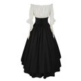 thumbnail image 3 of LOVZFMLL Costume Renaissance pour Femmes Robe Victorienne Médiévale Paysanne Manches à Volants Laçage Chemise Asymétrique Robe Maxi Tenue de Fête d'Halloween Cosplay, 3 of 4