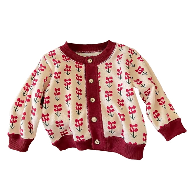 Besolor Manteaux pour Tout-Petits Filles Garçons Imprimés Manches Longues Col Ras du Cou Boutonné Veste Chaude Manteau Vêtements d'Automne