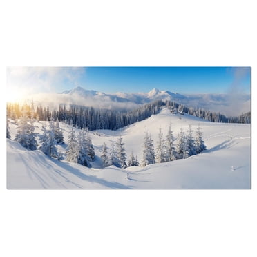 Designart Panorama des montagnes d'hiver Art mural sur toile