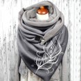 thumbnail image 2 of Women Feather Print Cotton Winter Warm Button Up Scarf, 2 of 3