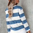 thumbnail image 4 of WEIYLL Womens Tshirt Long Sleeve Striped Crew Neck Color Block Dark Blue Tops Sizes XL, 4 of 5