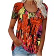 thumbnail image 1 of Pompotops Mode Femmes O-Cou Impression en Vrac Casual Manches Courtes T-shirt Tops, 1 of 6