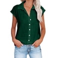 thumbnail image 1 of EGNMCR T-Shirts pour Femmes Mode T-Shirt à Manches Courtes pour Femme Col Rabattu Col Rond Bouton Décontracté Élastique Confortable Blouse Chemises, 1 of 4