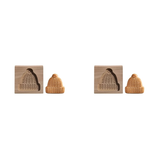 (2-Pack) Rinsvye Diy Baking Moulds Wooden Mini Pancake Cookie Moulds Embossing School Lunch Notes for Craft Decorative Baking Tools Number Cutouts for Cake for Christmas Thanksgiving Christmas Kitch