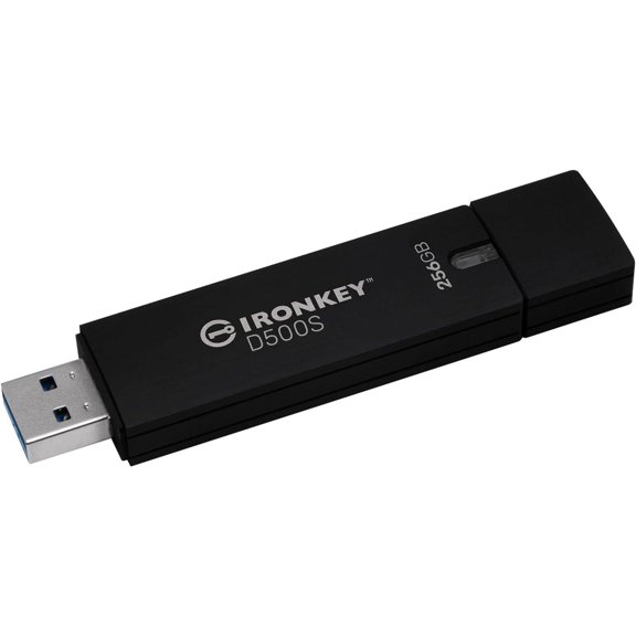 Kingston Ironkey D500S 256GB Encrypted Flash Drive | Dual Hidden Partition | FIPS 140-3 Level 3 | XTS-AES 256-bit | BadUSB and Brute Force Protection | Multi-Pin Option | IKD500S/256GB