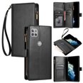 thumbnail image 1 of Compatible avec Motorola Moto One 5G Ace Étui Portefeuille Premium à Fermeture Éclair Grand Espace à Rabat en Cuir PU, 1 of 5