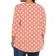 thumbnail image 4 of hotojiny Hauts Grande Taille pour Femmes Décontractés Manches 3/4 Encolure Dégagée Chemise Douce Mignonne à Pois Plissée Ourlet Arrondi Tuniques T-Shirts, 4 of 6