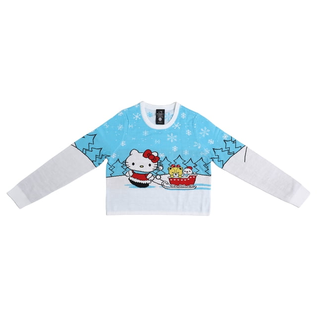 Hello Kitty Chandail de Noël Laid pour Femmes avec Traîneau à Tirer