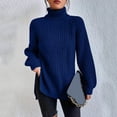 thumbnail image 4 of Yuyuzo Womens Winter Fall Sweater Solid Color Turtleneck Cable Knit Long Sleeve Sweaters Pullover Tops, 4 of 6