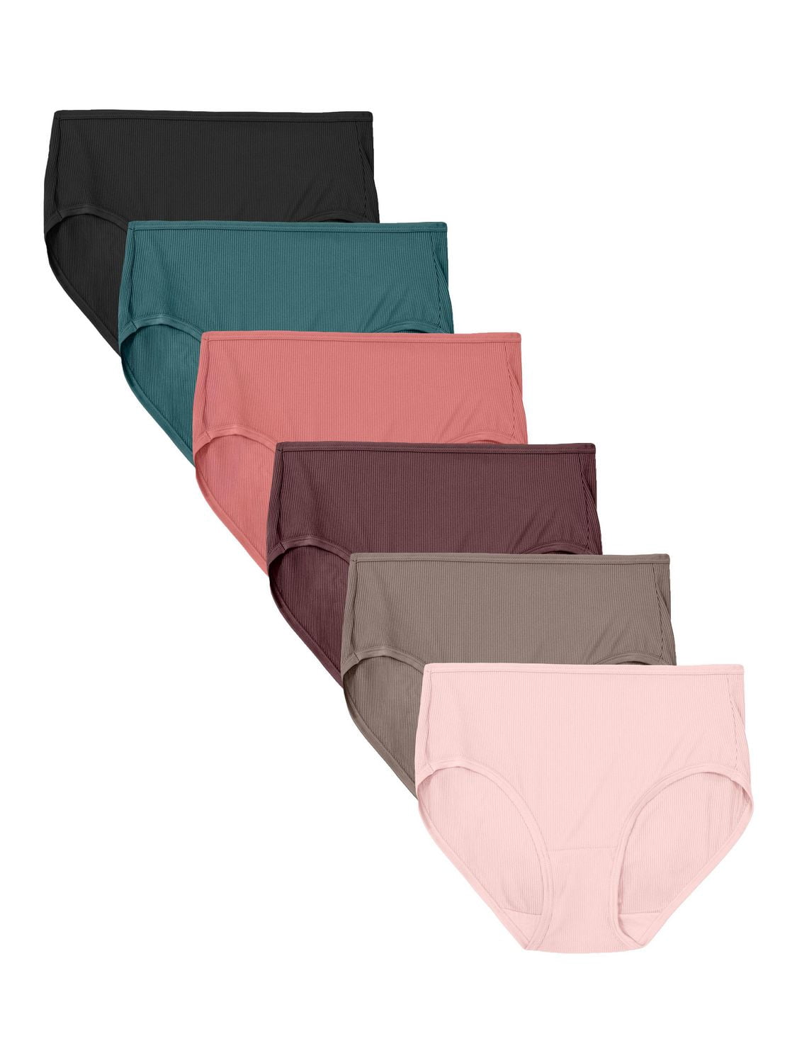 Fruit of the Loom Culottes côtelées en microfibre pour femmes, ensemble de 6 assorties