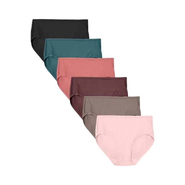 Women's Microfiber Ribbed Brief Underwear, Assorted 6 Pack