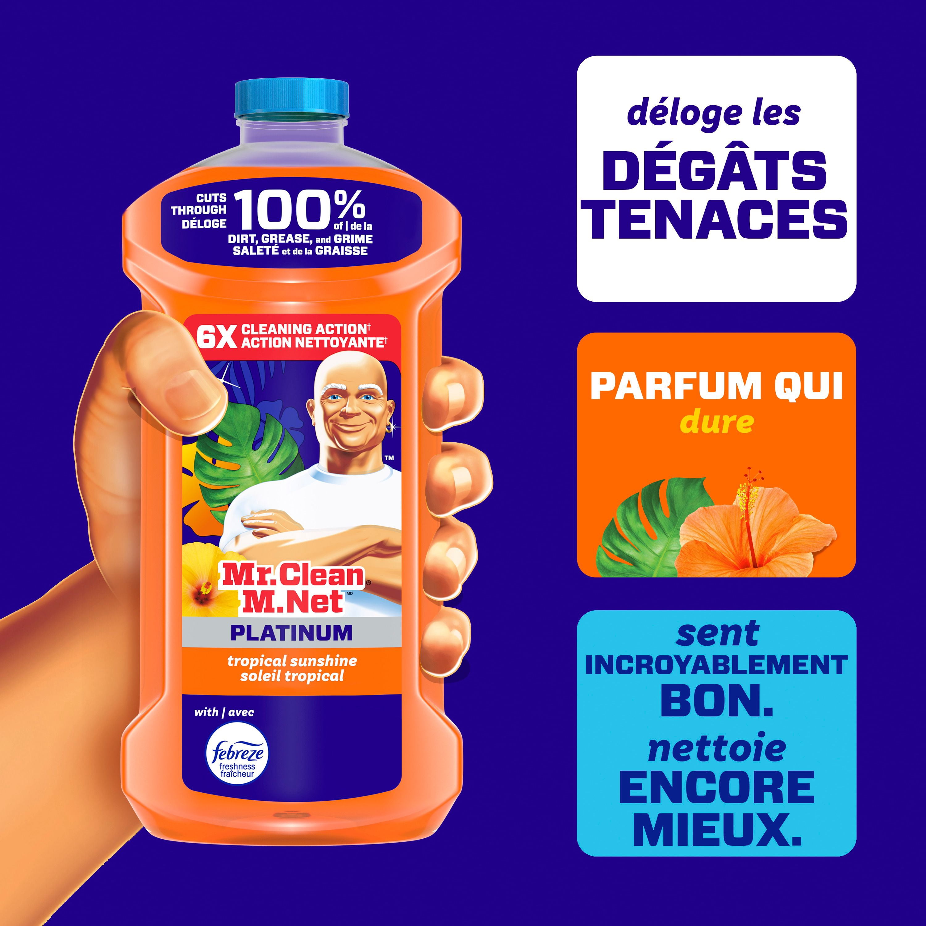 Nettoyant tout usage M. Net, nettoyant pour planchers, savon pour vadrouille, nettoyant liquide, Soleil tropical, 1,21 L