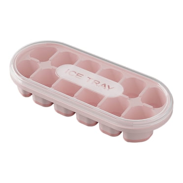 yulier Bac à Glaçons, Bacs à Glaçons en Plastique Silicone pour Congélateur, Moules à 12 Glaçons, Bac à Glaçons à Démoulage Facile pour Cocktail, Café, Boissons, 7.3"x3.1"x1.3", Rose