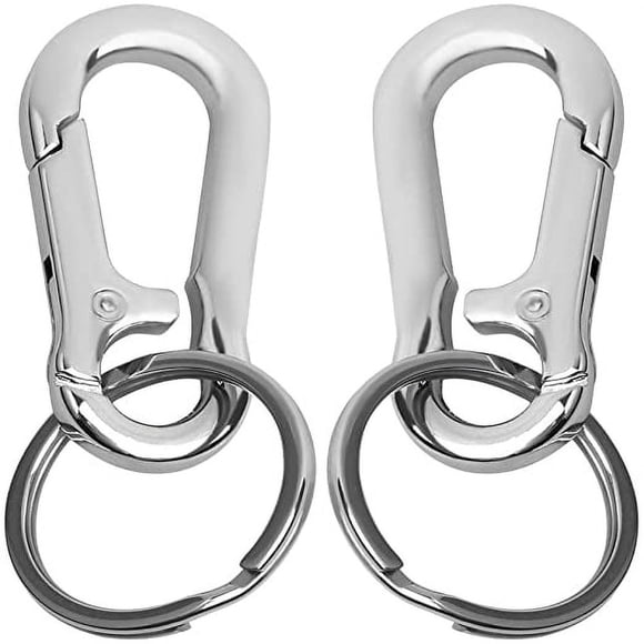 HLONK Mousqueton en Métal Porte-Clés Anneau Porte-Clés Chaîne Support Organisateur pour Voiture/trouve-Clés Lot de 2