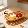 thumbnail image 3 of B Small Wicker Basket Rattan Woven Basket For Storing Bread Fruit Snacks Kitchen Restaurant Outdoor Use Decorative Wood Grain Natural Touch Tray For Keys Wallets Phones, 3 of 7