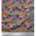 thumbnail image 1 of Soimoi Cotton Duck Fabric Text & Hen Bird Printed Fabric 1 Yard 42 Inch Wide, 1 of 3