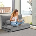thumbnail image 4 of Gymax Floor Sofa Bed 6-Position Adjustable Sleeper Lounge Couch with 2 Pillows Grey, 4 of 10