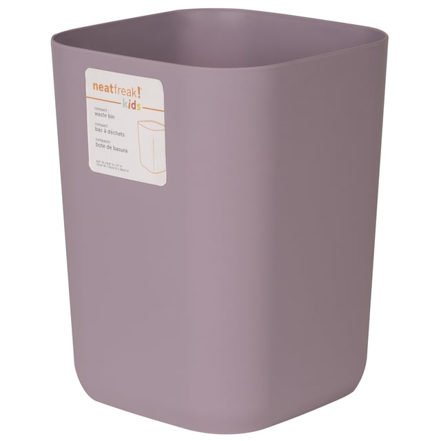 Neatfreak Kids Poubelle Compacte en Violet Atténué, Fabriquée en Polypropylène durable avec Coins Arrondis et Fini Lisse, Mesurant 8,7 Pouces de Large par 11 Pouces de Haut, Conçue pour les Petits Espaces Intérieurs comme les Chambres d'Enfants Ou les Salles de Bain, et Souvent Utilisée comme Petite Poubelle de Recyclage Ou Contenant de Rangement.