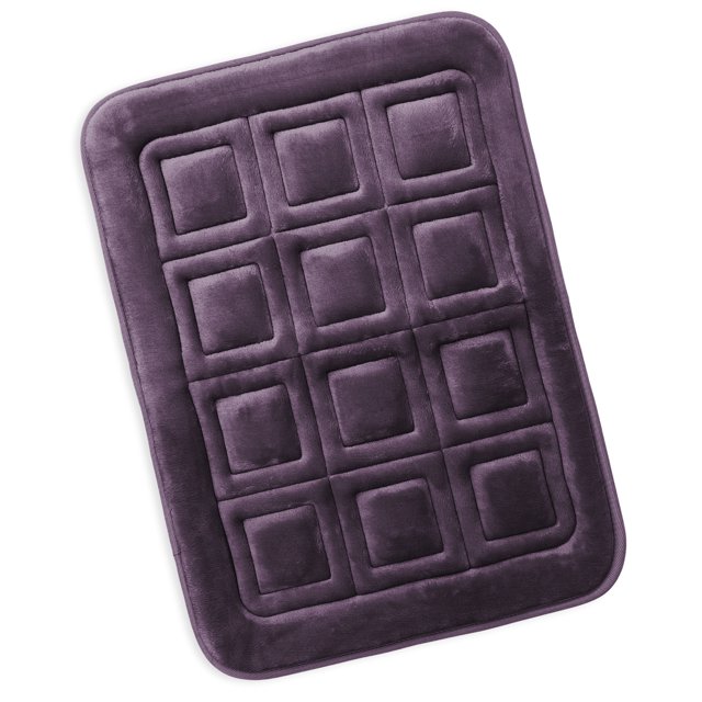 Clara Clark Bathroom Rugs, Velvet Memory Foam Bath Mat, Ultra Soft Non Slip and Absorbent - Waffled - Small - Purple