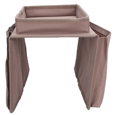 NIKOU Sac de Rangement pour Canapé Organisateur d'Accoudoir Porte-Canapé 4 Poches Télécommande TV avec Plateau à Tasses (Marron)
