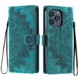 thumbnail image 2 of Flip Case for iPhone 16 Pro Max , Totem Embossed Flowers Premium PU Leather Wallet Folio Cover with Card Holder Kickstand Compatible with iPhone 16 Pro Max - Green, 2 of 14