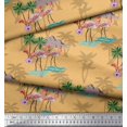 thumbnail image 2 of Soimoi Orange Rayon Fabric Palm Tree, & Flamingo Bird Printed Craft Fabric by the Yard 42 Inch Wide, 2 of 3