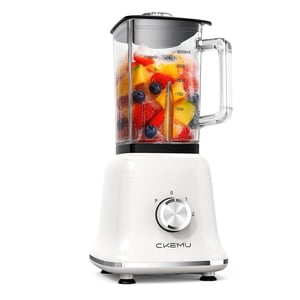 Mélangeur professionnel pour smoothies, mélangeur de comptoir avec 6 Jarre en verre de tasse, 3 Fonctions incluant la purée, la glace d'écrasement, 750 Watts (blanc)