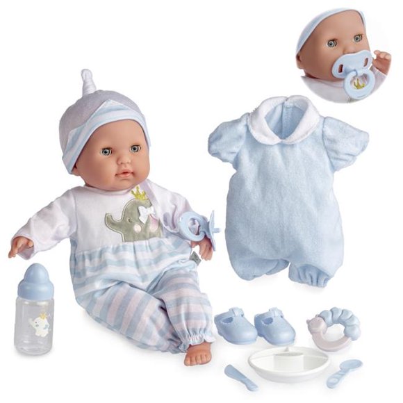 Poupée Bébé Réaliste de 15 Po à Corps Souple pour Yeux Ouverts et Fermés, Ensemble de 10 Pcs, Bleu - 2 Ans et Plus