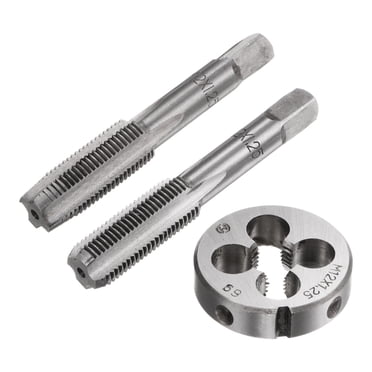 Unique Bargains 3 Paquets M12 x 1,25 Tarauds à Fil Conique/inférieur et Matrice Ronde Métrique Ensemble de Robinet et Matrice