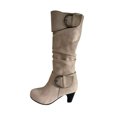thumbnail image 2 of LSLJS Women's Winter Warm High Heel Straight Leather Belt Buckle Suede Thick Heel Knight, 2 of 3