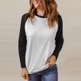 thumbnail image 2 of Timegard Hauts pour Femmes à Manches Longues Col Ras du Cou T-Shirts à Blocs de Couleur Automne Décontractés Confortables Amples Hauts, 2 of 7