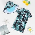 thumbnail image 3 of Hiiyo Toddler Boys One-Piece Swimsuit Rash Guard with Hat Bathing Suit Beach Swimwear, 3 of 3