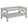 thumbnail image 1 of HOMCOM Table Basse Style Ferme avec Dessus en Verre Trempé et Tablette de Rangement Inférieure, pour Salon et Chambre, 1 of 10