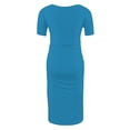 thumbnail image 4 of yoeyez Liquidation de Vêtements de Maternité Robe Grande Taille Femme Manches Courtes Col Rond Robe Simple Shower de Bébé Tenue Quotidienne Robe Soleil Robe Moulante Froncée Midi Robes Ajustées Bleu Ciel,P, 4 of 7