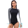 thumbnail image 3 of Charmo Womens Long Sleeve Rash Guard Striped Swim Shirts Sun Protection UPF 50+, 3 of 6