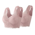 thumbnail image 2 of 2-Pack Women's Lace Bra Plus Size - Wire-Free, 3/4 Cup, Fixed Straps, Comfortable Nylon Spandex Blend, 2 of 8