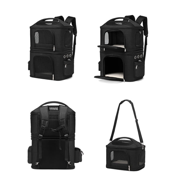 Double Compartment Pet Carrier Backpack Cat Backpack Carrier for 2 Cats Detachable Design Traveling Hiking Camping 41x31x65cm for 2 Small Cats Dogs and Rabbits